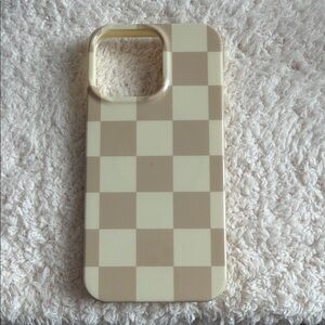Neutral Checker Board iPhone 15 Pro Max Case - Beige & Cream